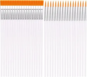 50Pcs Paint Brushes for Acrylic Painting Round-Pointed Tip Flat Small Paintbrushes, Nylon Hair Paint Brush Bulk for Face Nail Art, Miniature Detailing, Acrylic Oil Watercolor & Rock Painting, White