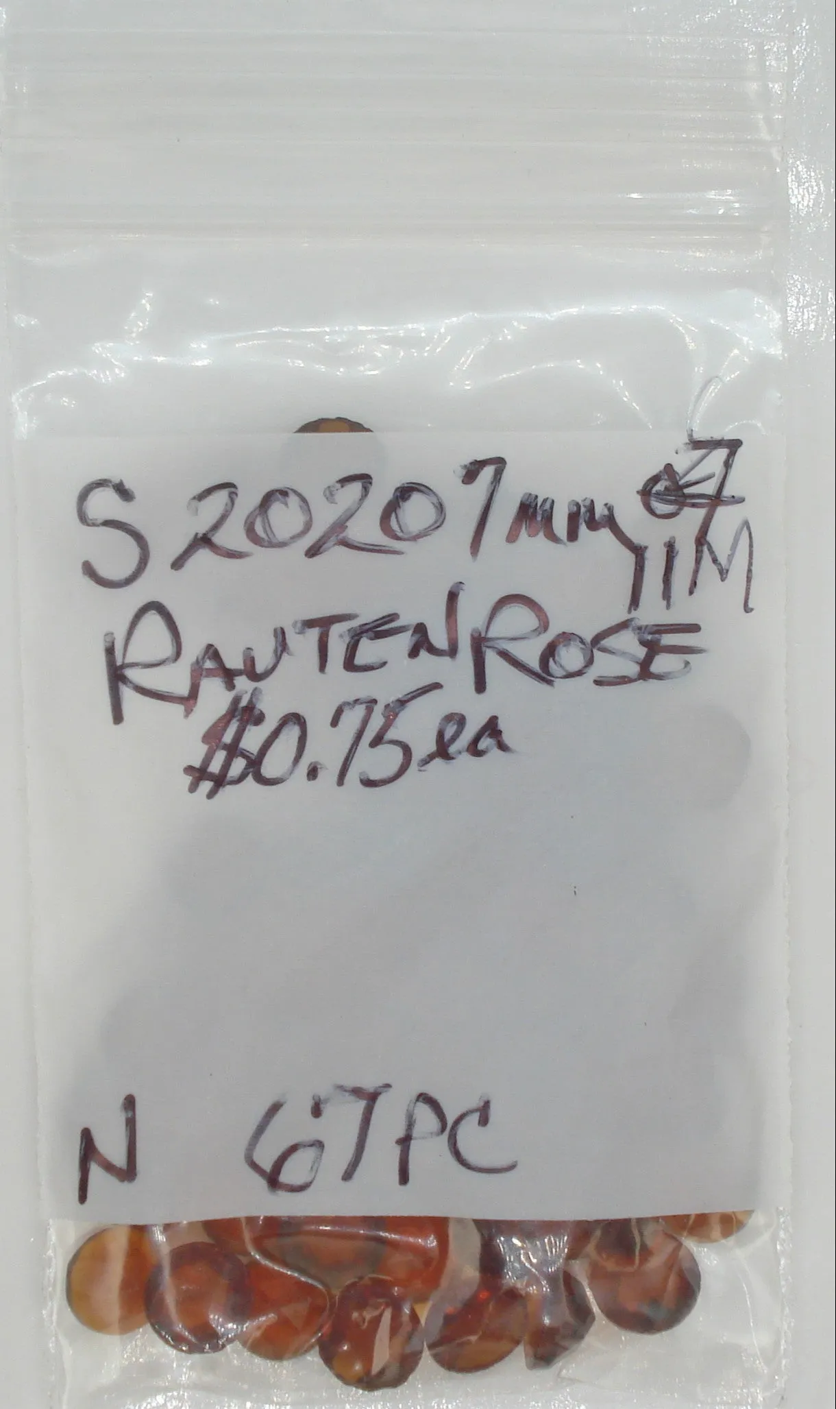 7mm (2020) Madeira Topaz Round Rauten Rose Cut Un-foiled Flat Back