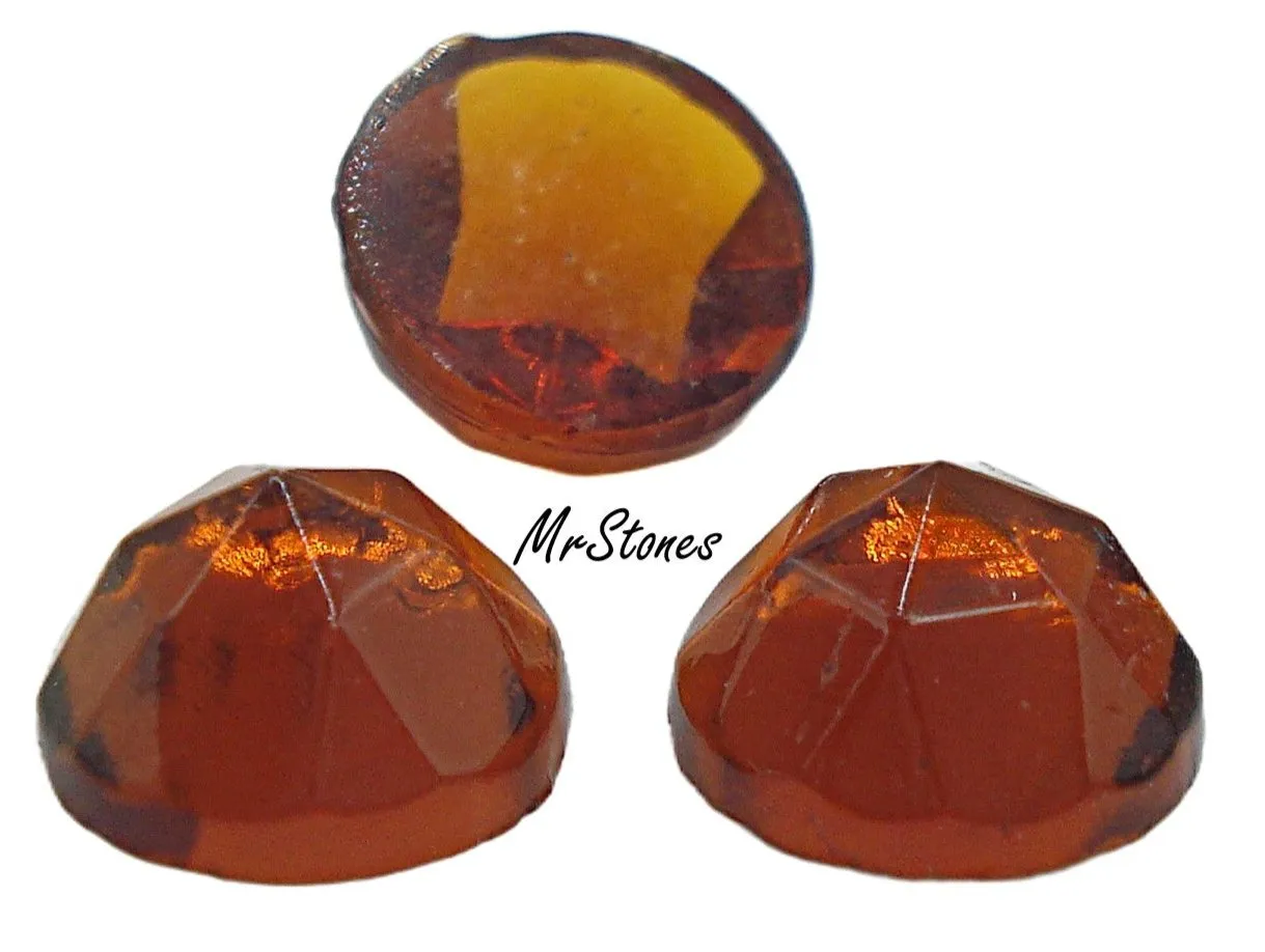 7mm (2020) Madeira Topaz Round Rauten Rose Cut Un-foiled Flat Back