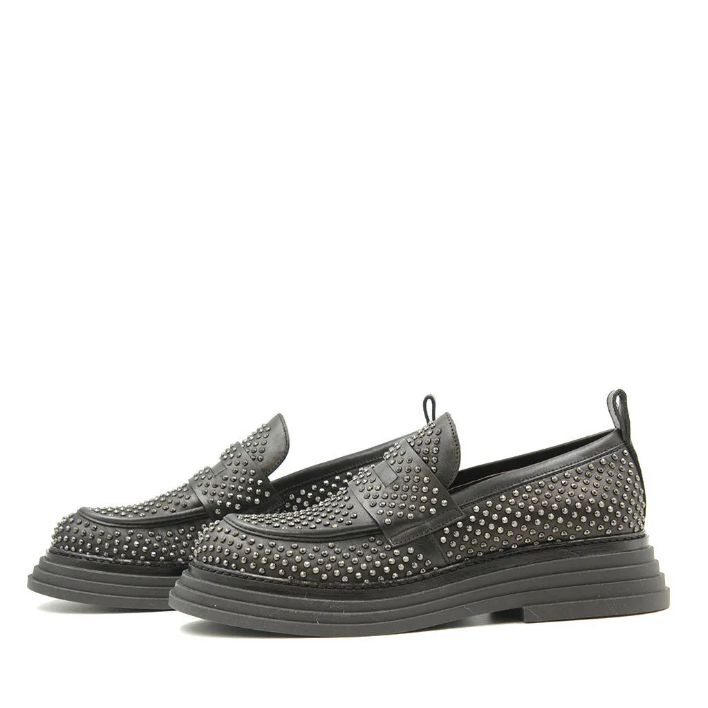 9061 Black Women's Leather Penny Loafers