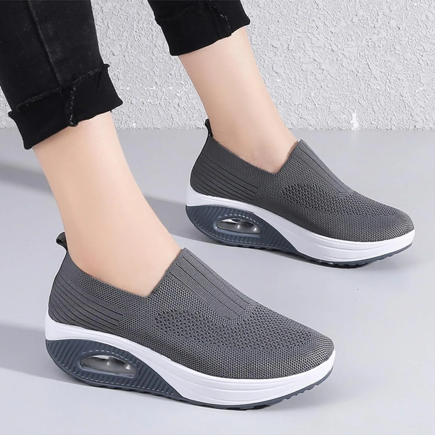 Aceptolcom Women Orthopedic Sneakers Walking Shoes,Mesh Breathable Arch Support Slip-on Light Air Cushion Orthopedic Sneakers Diabetic Shoes