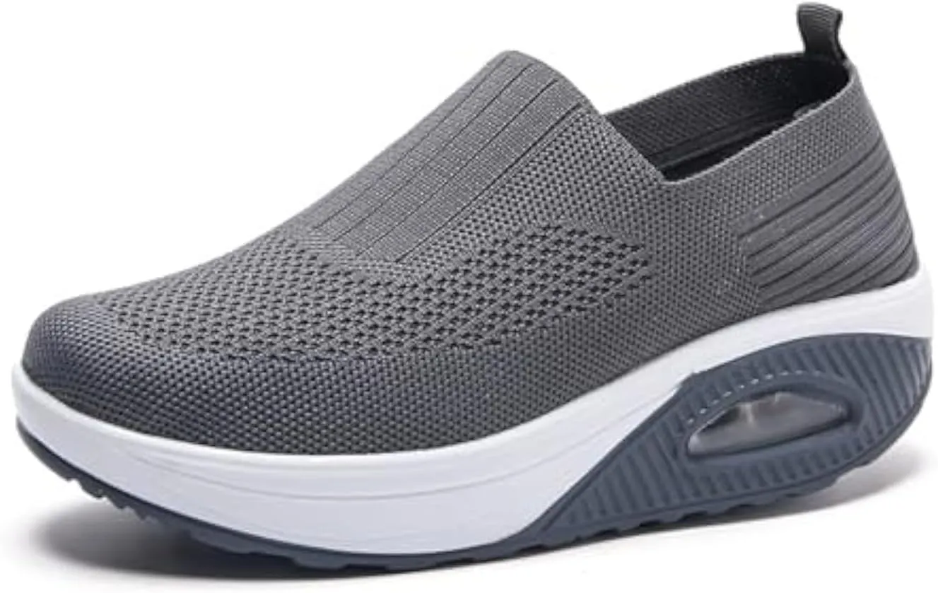Aceptolcom Women Orthopedic Sneakers Walking Shoes,Mesh Breathable Arch Support Slip-on Light Air Cushion Orthopedic Sneakers Diabetic Shoes
