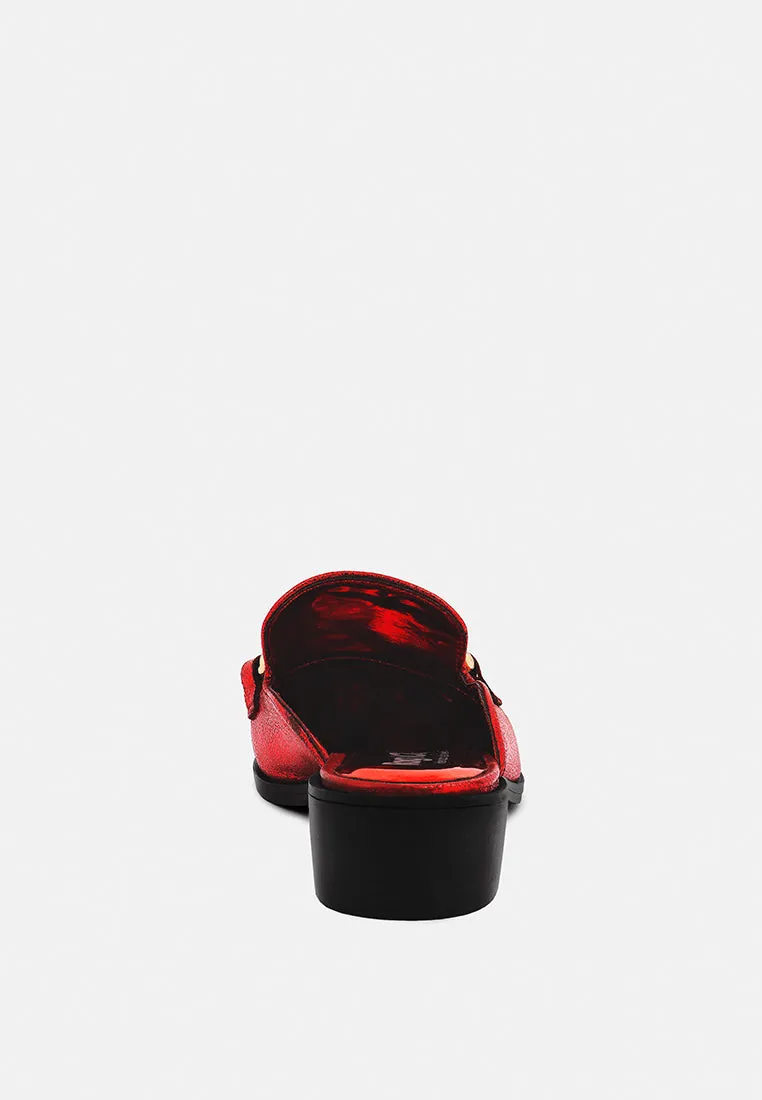 Aksa Chain Embellished Metallic Leather Mules By Ruw