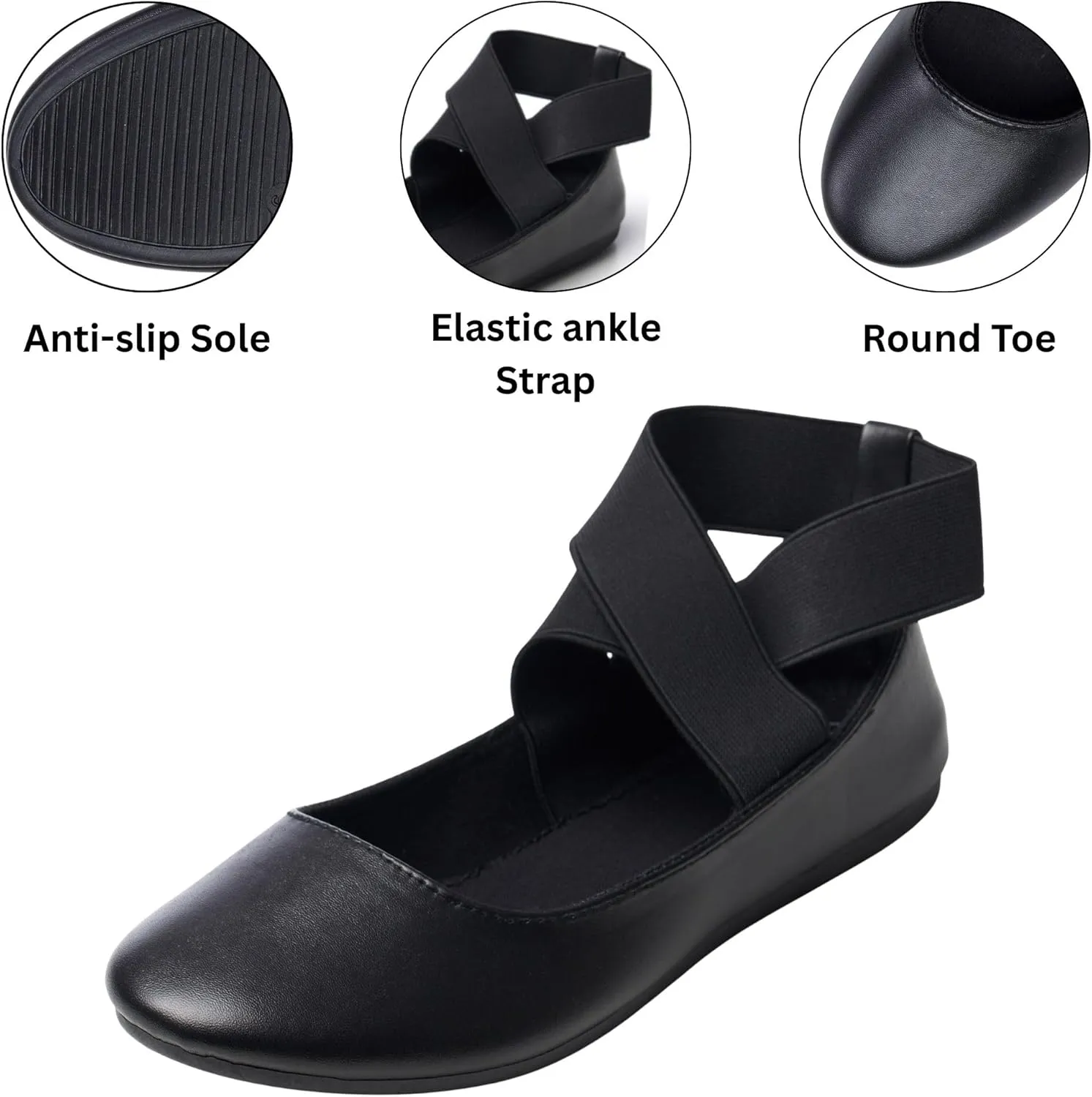 Alpine Swiss Peony Ballet Flats Shoes for Women | Elastic Ankle Strap Flats | Round Closed-Toe | Slip On Loafers | Padded for Comfort | Runs Small