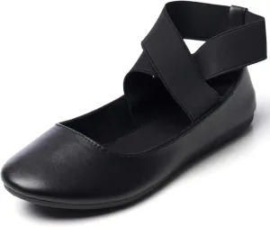 Alpine Swiss Peony Ballet Flats Shoes for Women | Elastic Ankle Strap Flats | Round Closed-Toe | Slip On Loafers | Padded for Comfort | Runs Small