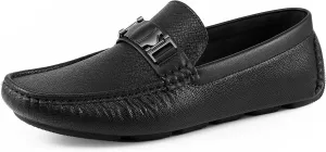 Amali Driving Moccasins, Faux Leather with Enamel Horse-Bit Ornament & Soft Lining, Comfortable & Stylish Mens Dress Loafers for Everyday Wear