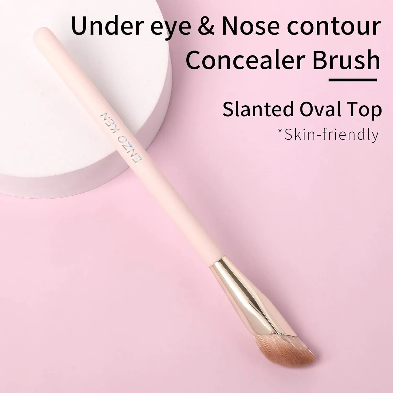 Angled Concealer Brush Under Eye, Concealer Brush, Nose Contour Brush, Small Concealer Brushes, Under Eye Makeup Brushes, Under Eye Brush, Concealer Makeup Brushes. Pink and Gold 11M