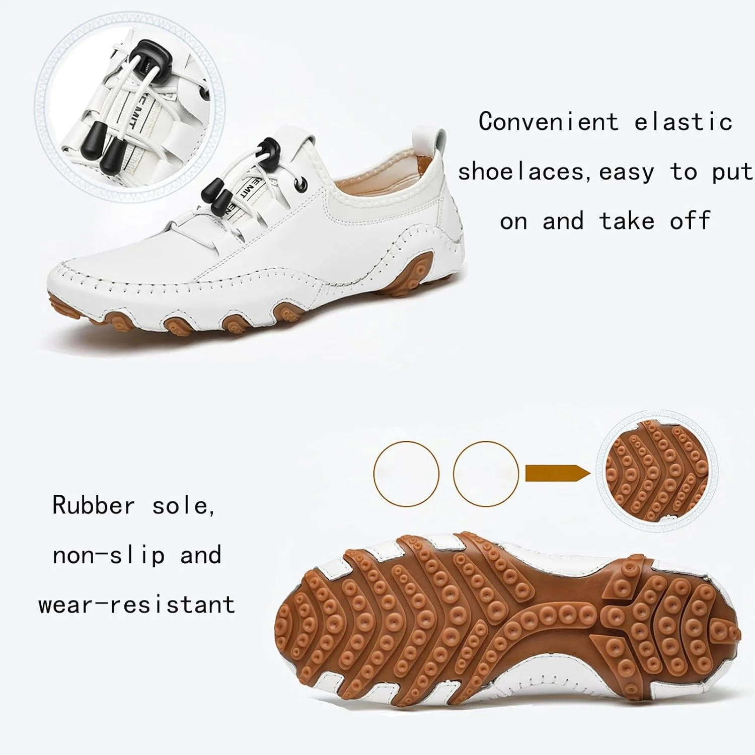 AngryMonkey Men Casual Slip On Walking Driving Shoes Comfort Adjustable Handmade Light Breathable Penny Loafers Moccasin Flats Vacation Shoes