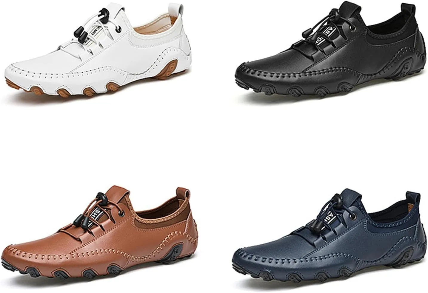 AngryMonkey Men Casual Slip On Walking Driving Shoes Comfort Adjustable Handmade Light Breathable Penny Loafers Moccasin Flats Vacation Shoes