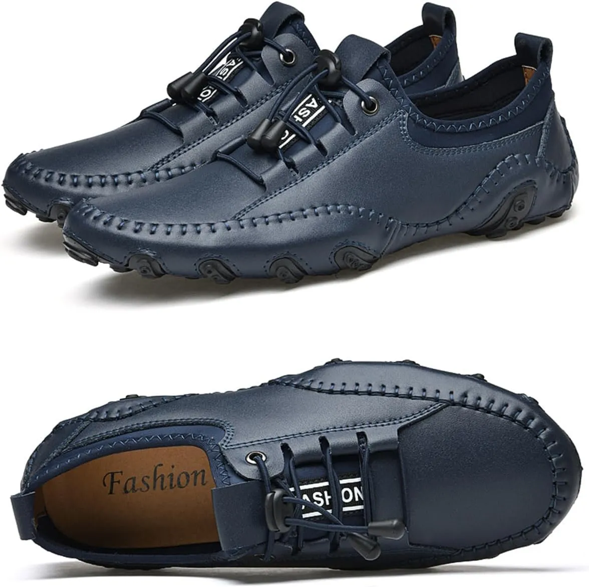 AngryMonkey Men Casual Slip On Walking Driving Shoes Comfort Adjustable Handmade Light Breathable Penny Loafers Moccasin Flats Vacation Shoes