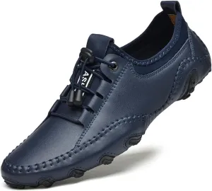 AngryMonkey Men Casual Slip On Walking Driving Shoes Comfort Adjustable Handmade Light Breathable Penny Loafers Moccasin Flats Vacation Shoes