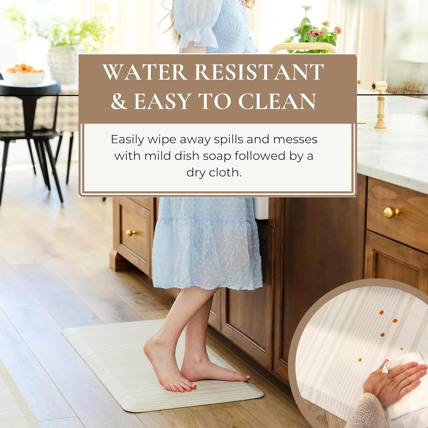 Anti Fatigue Mat by Laurel Lane Co. – Designer Anti Fatigue Mats for Kitchen Floor, Kitchen Mats for Floor, Desk Mat – Cushioned 0.75" Thick – Stain Resistant – Non-Skid Bottom – 20" x 60"