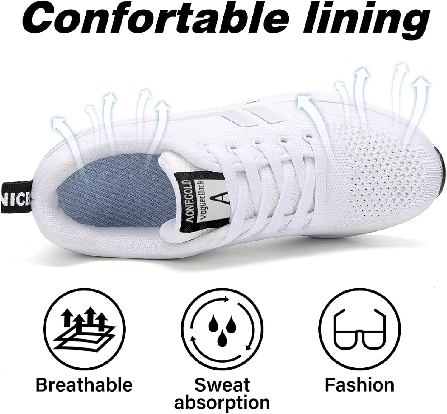 AONEGOLD Women's Wedge Sneakers Inner Heightening Walking Shoes Fashion Breathable Lightweight Air Cushion Casual Sneakers