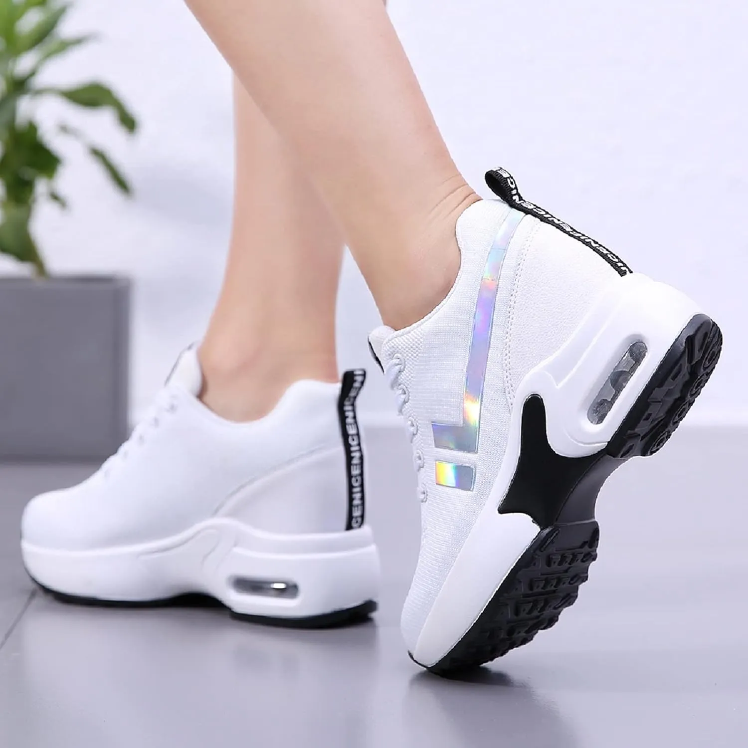 AONEGOLD Women's Wedge Sneakers Inner Heightening Walking Shoes Fashion Breathable Lightweight Air Cushion Casual Sneakers
