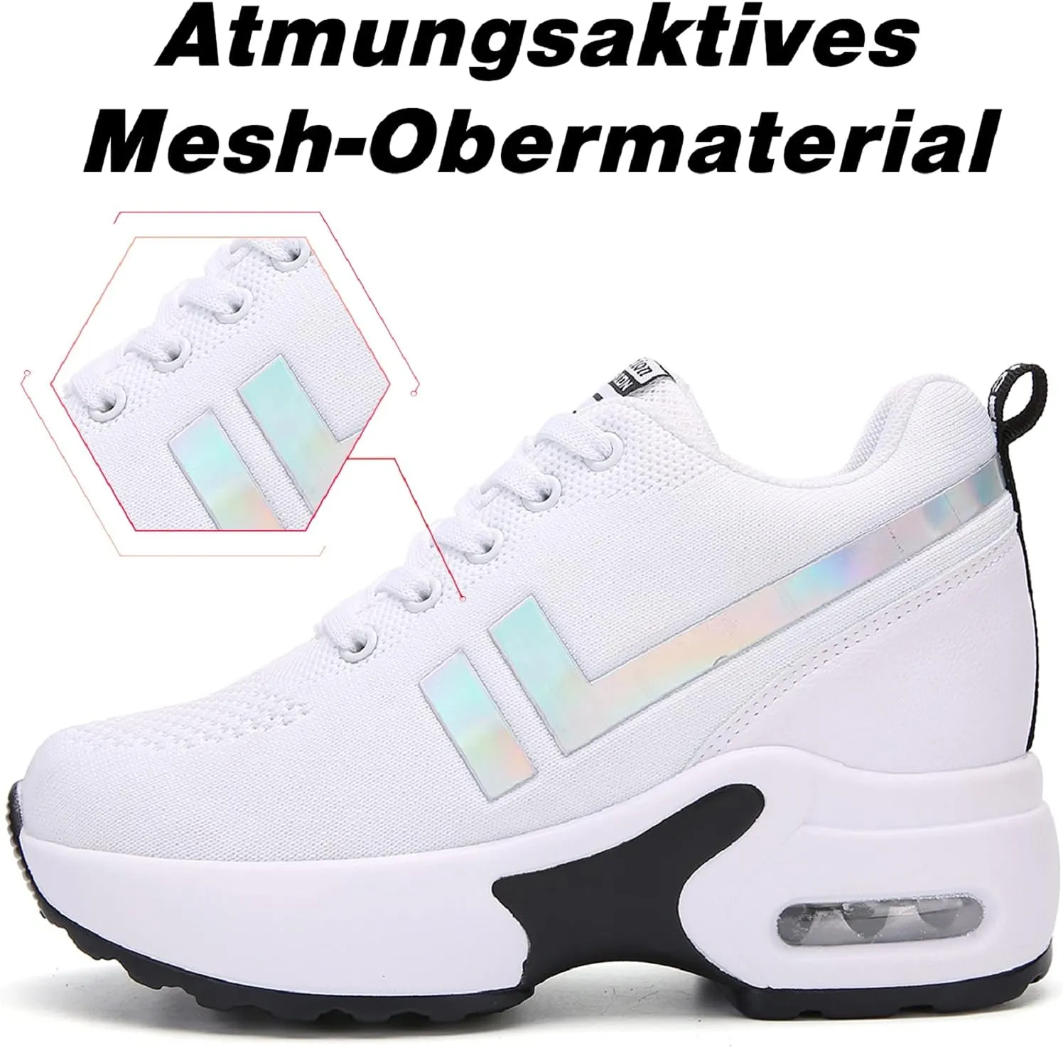 AONEGOLD Women's Wedge Sneakers Inner Heightening Walking Shoes Fashion Breathable Lightweight Air Cushion Casual Sneakers