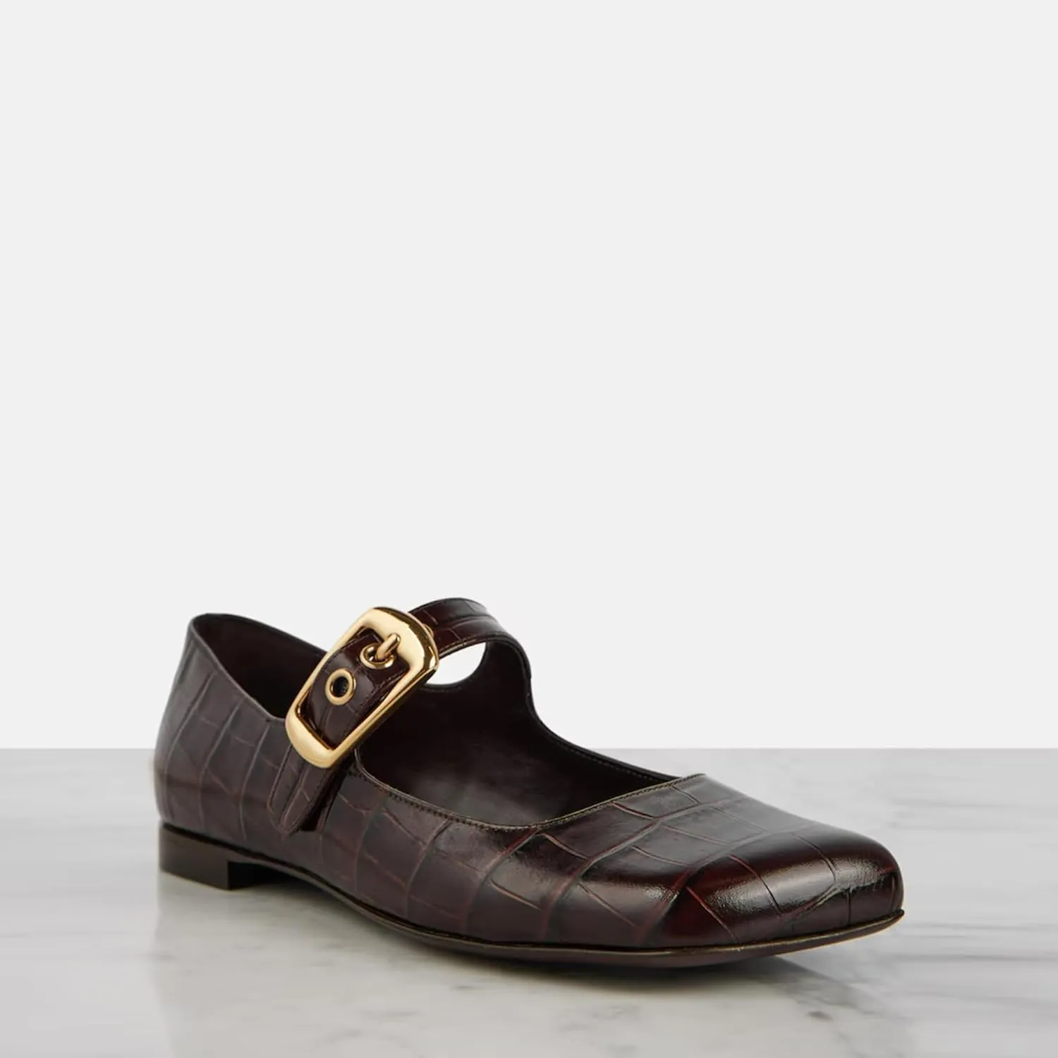 Arqa Ballet Mary Jane Flats for Women with a Buckle Cushioned Leather Insole & Leather Piping Low Heel Flats Fashionable Comfortable Square Toe Summer Spring Shoes