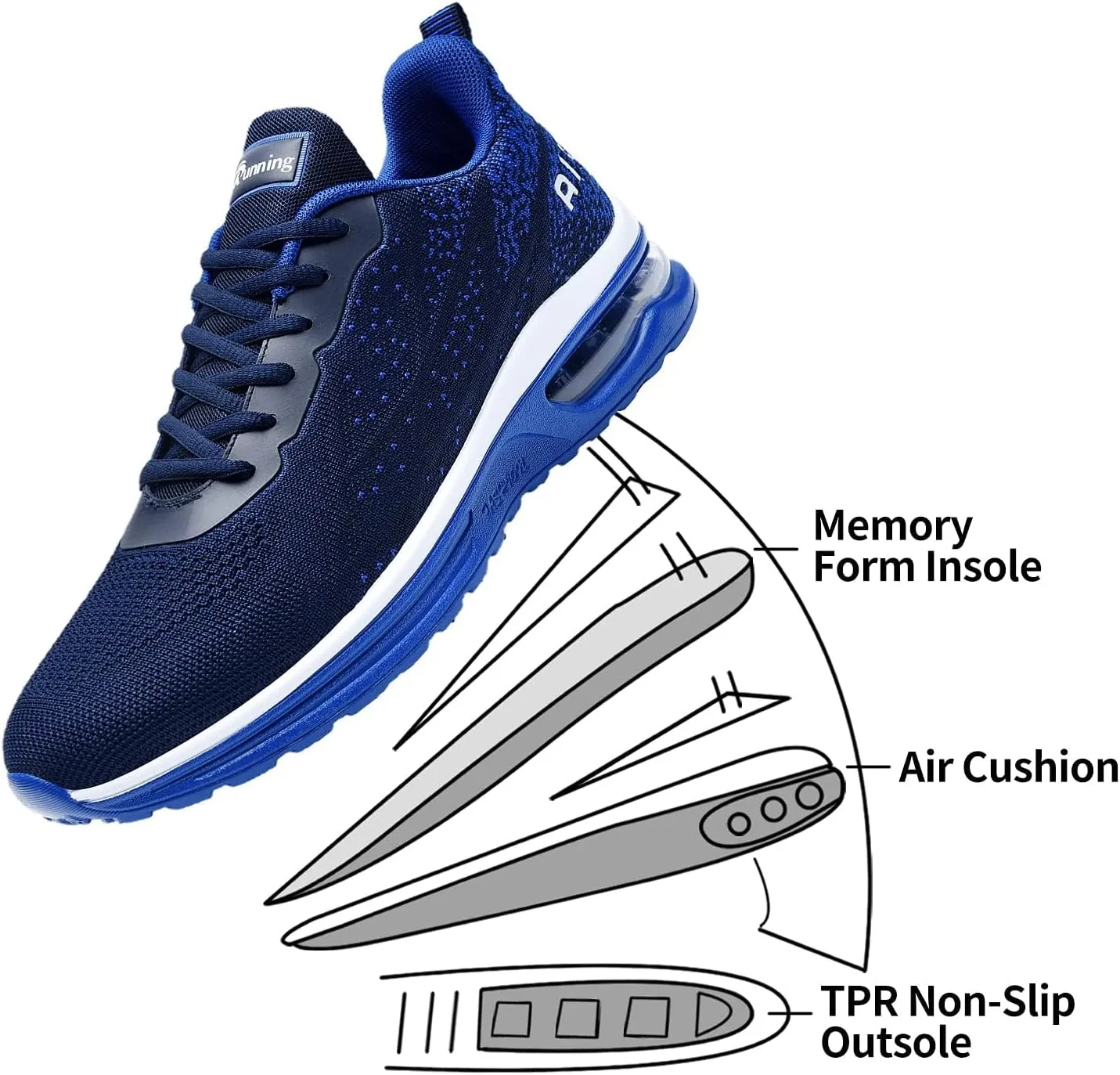 Autper Mens Athletic Running Tennis Shoes Lightweight Sport Gym Jogging Walking Sneakers US 7-US 12.5