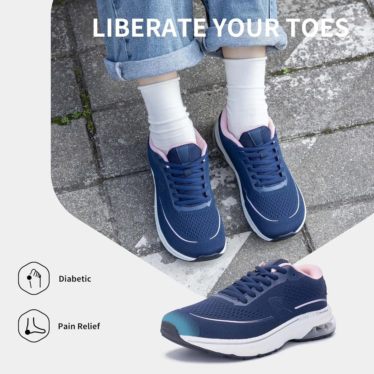 Autper Women's Running Shoes Wide Toe Box Sneakers Women Comfortable Arch Support Walking Tennis Athletic Shoes for Jogging Workout Gym Sports US6-11
