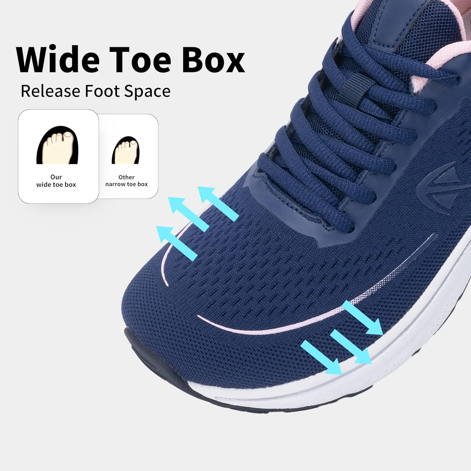 Autper Women's Running Shoes Wide Toe Box Sneakers Women Comfortable Arch Support Walking Tennis Athletic Shoes for Jogging Workout Gym Sports US6-11