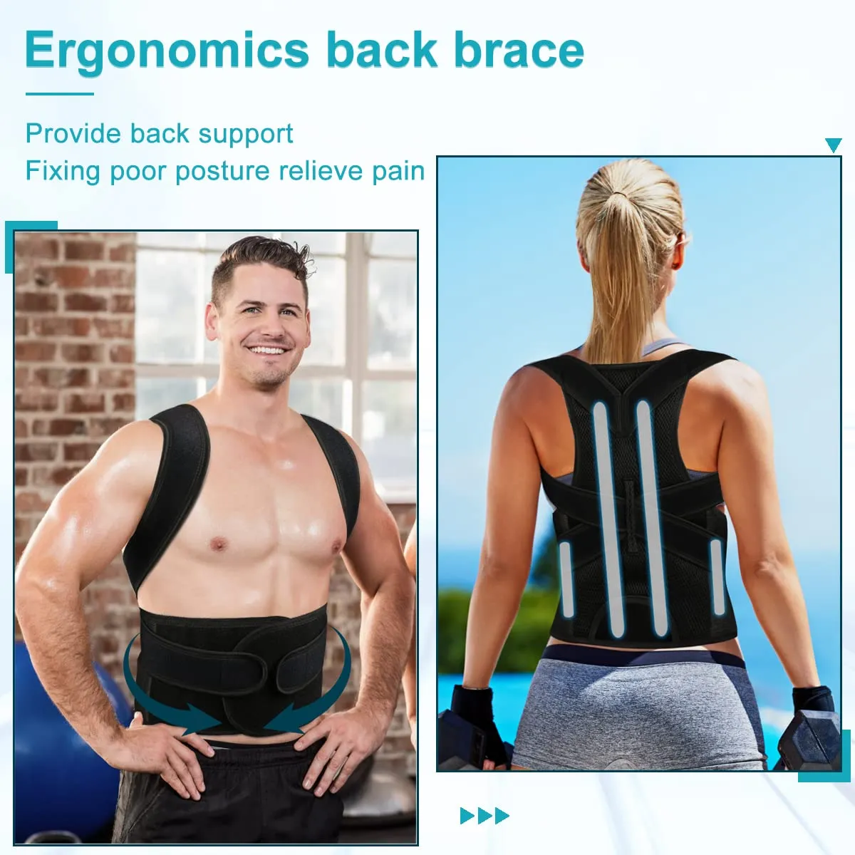 Back Brace Posture Corrector for Women and Men, Relief for Waist, Back and Shoulder Pain, Adjustable and Breathable, Improve Posture XL(37"-42")
