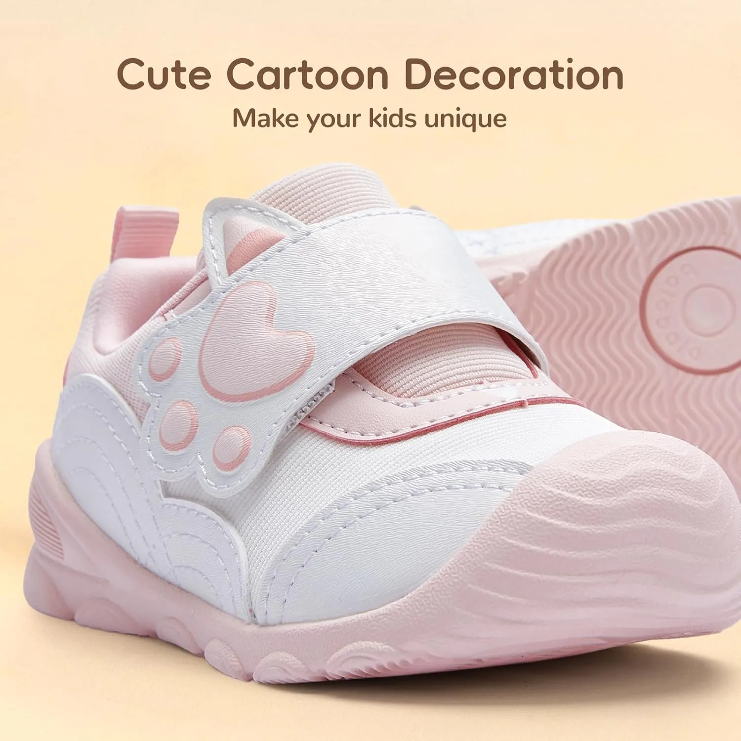 Balabala Toddler Casual Sneakers Unisex Kids Walking Shoes with Hook and Loop, Breathable Cozy and Lightweight
