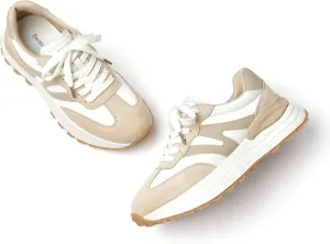 BEAU TODAY Sneakers for Women Genuine Leather Patchwork Casual Walking Shoes Retro Non-Slip Comfortable Lightweight Breathable Tennis Running Shoes