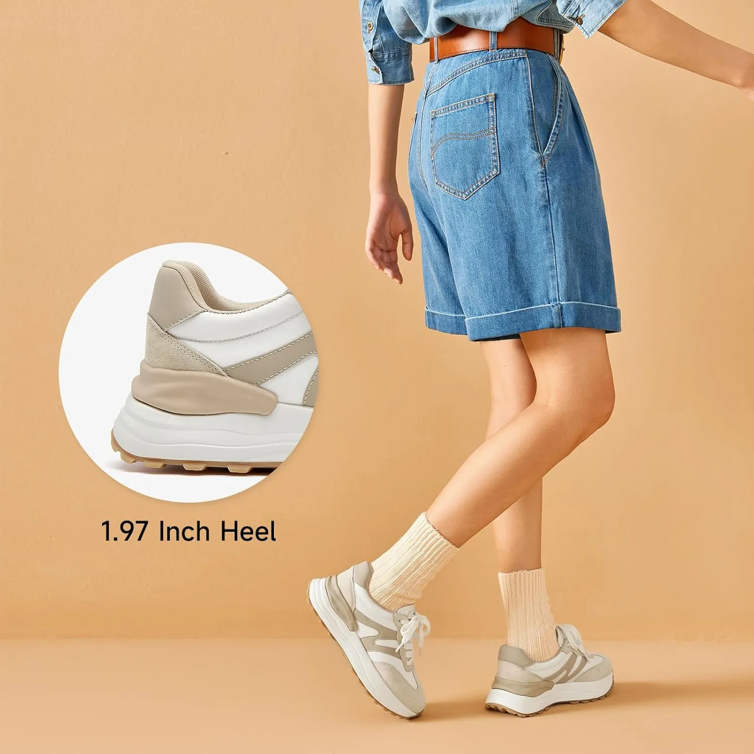 BEAU TODAY Sneakers for Women Genuine Leather Patchwork Casual Walking Shoes Retro Non-Slip Comfortable Lightweight Breathable Tennis Running Shoes