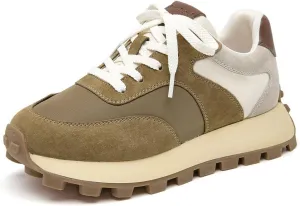 BEAU TODAY Sneakers for Women Genuine Leather Patchwork Casual Walking Shoes Retro Non-Slip Comfortable Lightweight Breathable Tennis Running Shoes