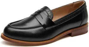 BEAU TODAY Womens Loafers, Leather Penny Loafers for Women, Comfortable Slip-on Loafers for Women Flats Shoes, Business Casual Office Work Dressy Shoes