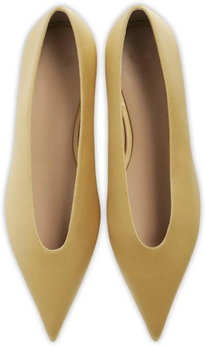 Beauty Cry Womens Pointed Toe Low Heeled Shoes Slip On Satin Wedge Flats Elegent On Dressy Party Date Daily