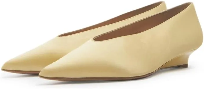 Beauty Cry Womens Pointed Toe Low Heeled Shoes Slip On Satin Wedge Flats Elegent On Dressy Party Date Daily