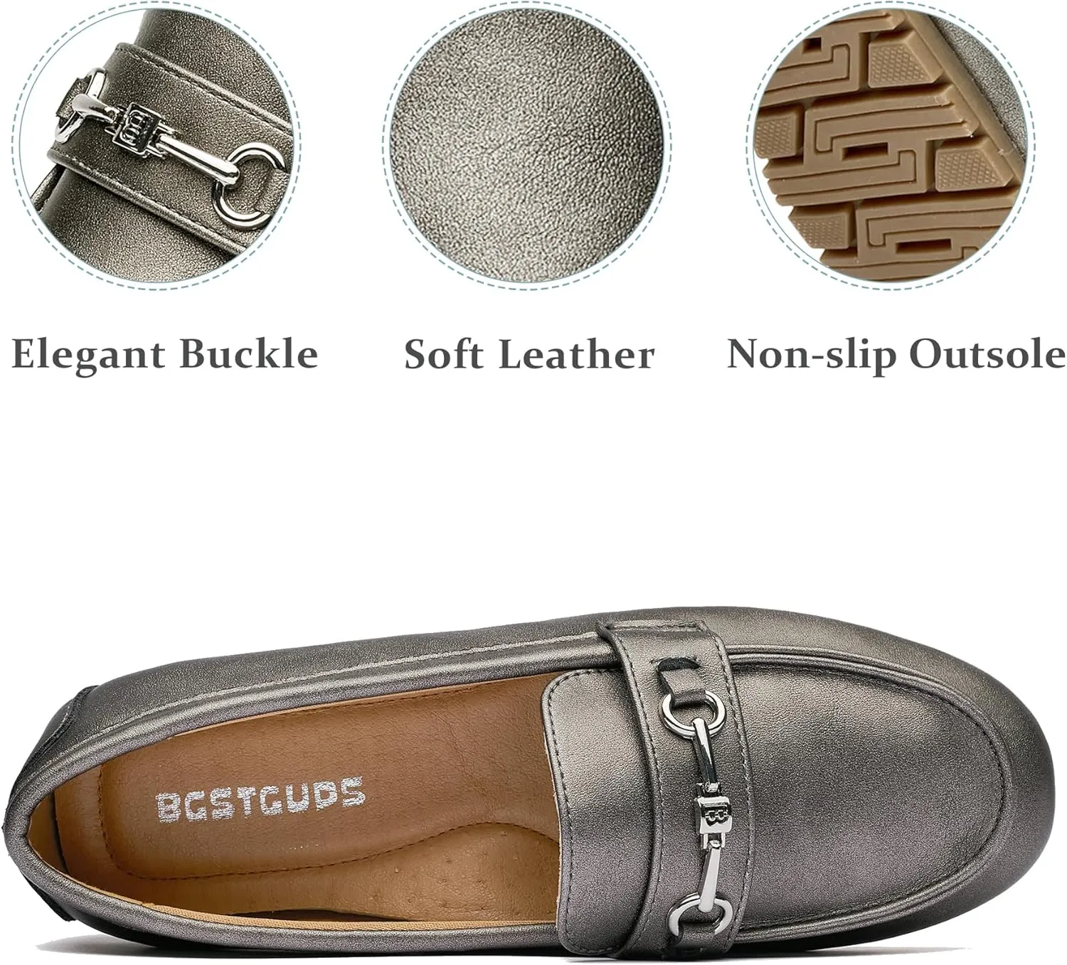 BGSTGUDS Women's Wide Loafers Shoes Cute Dressy Shoes Ladies Comfort Flats Slip Ons Work Shoes