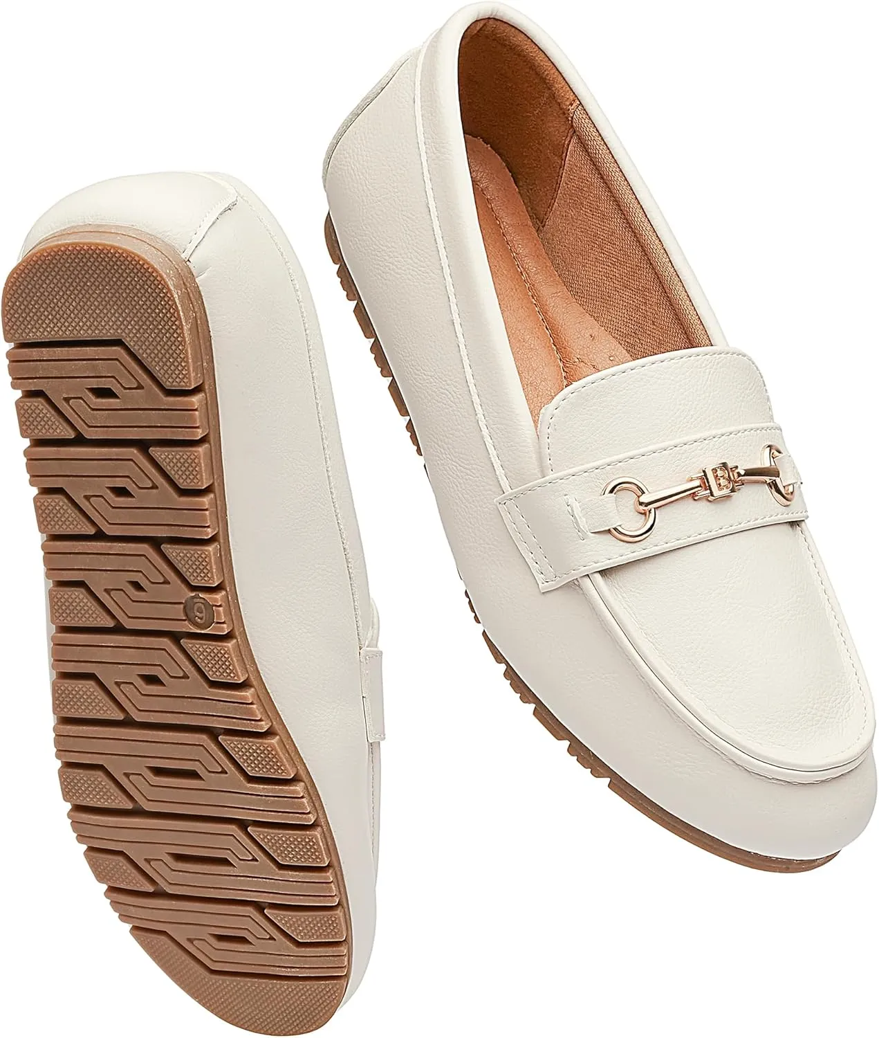 BGSTGUDS Women's Wide Loafers Shoes Cute Dressy Shoes Ladies Comfort Flats Slip Ons Work Shoes