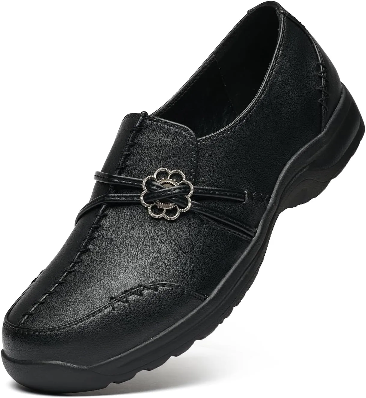 BGSTGUDS Women's Wide Loafers Shoes Wide Toe Box Dress Shoes Trendy Slip on Casual Penny Loafers