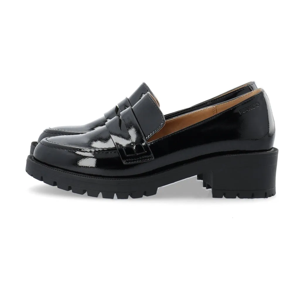 Biapearl Simple Penny Loafer Patent Aquarius - Black