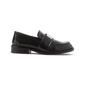 Black Brushed Leather Loafers