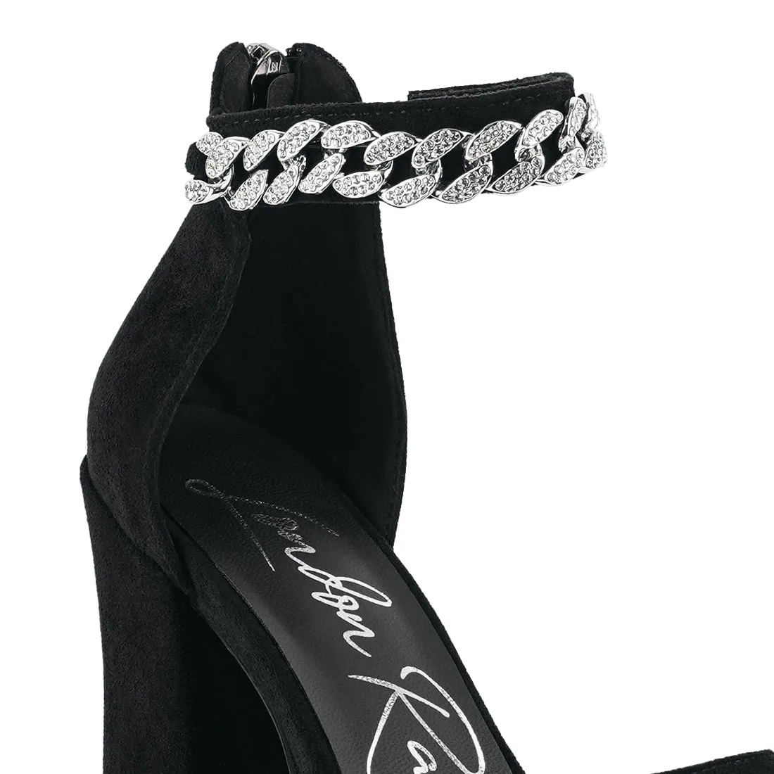 Block Platform Sandal with Metal Chain