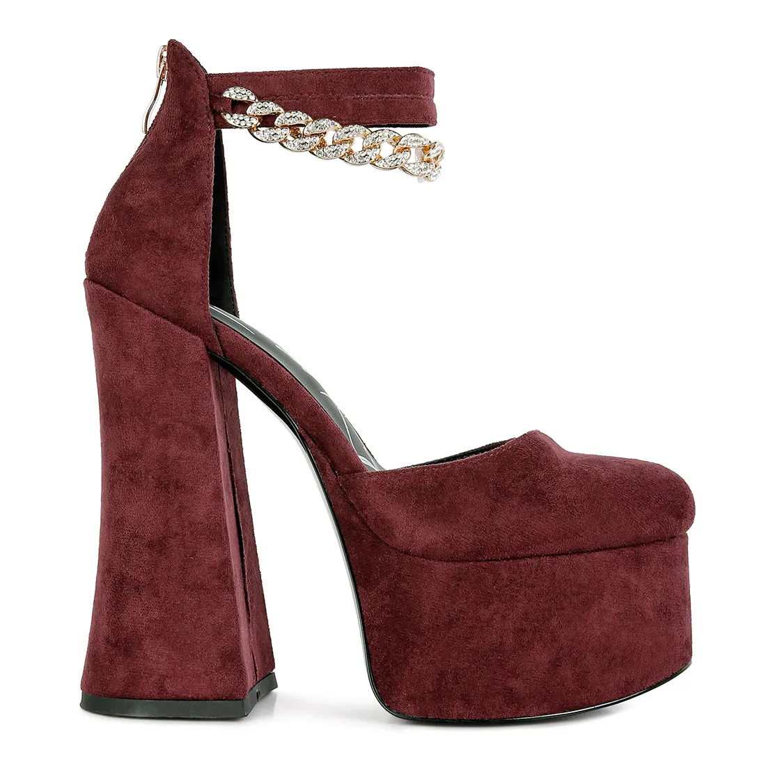 Block Platform Sandal with Metal Chain