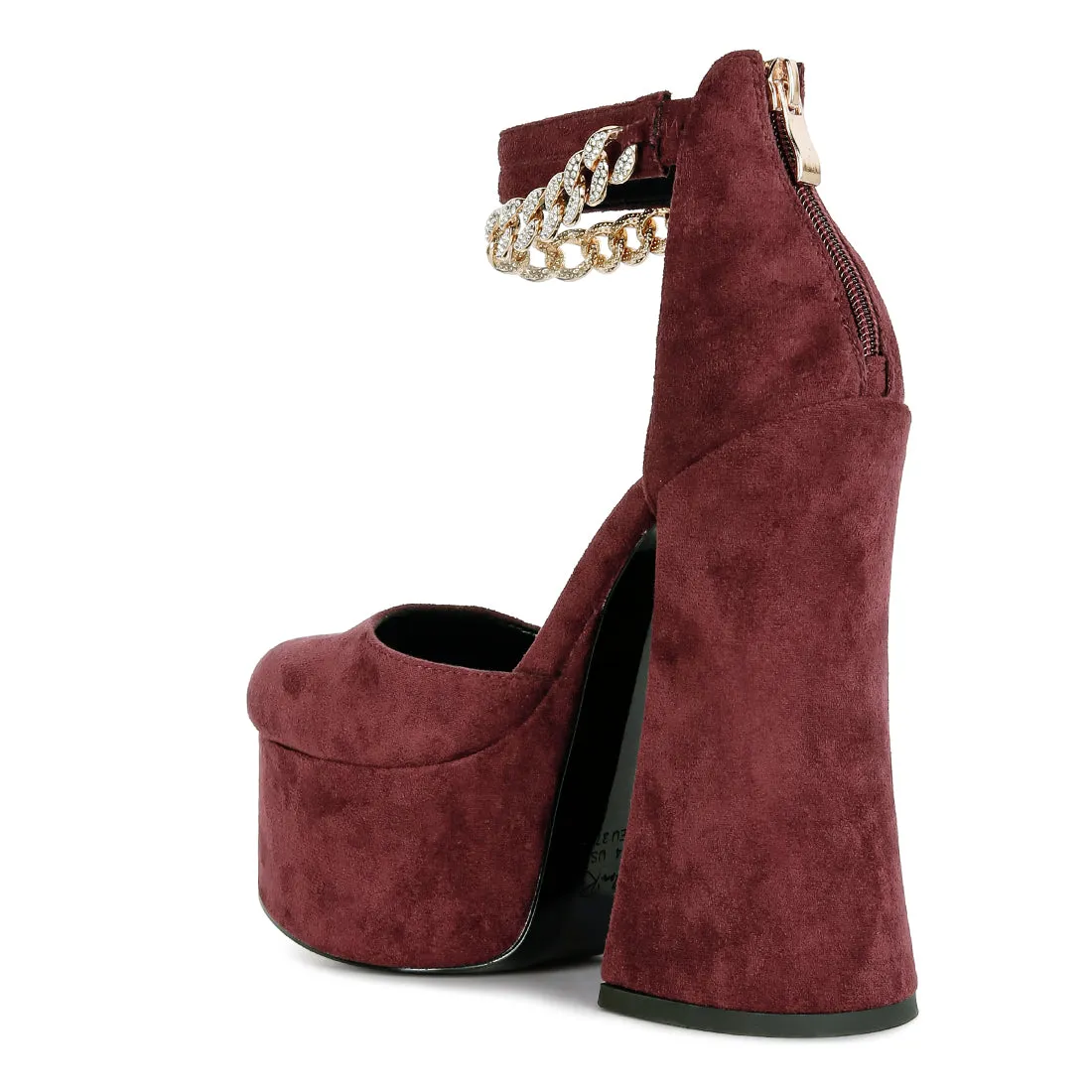 Block Platform Sandal with Metal Chain