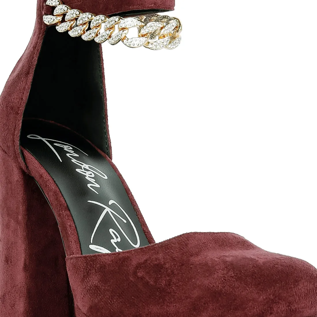 Block Platform Sandal with Metal Chain