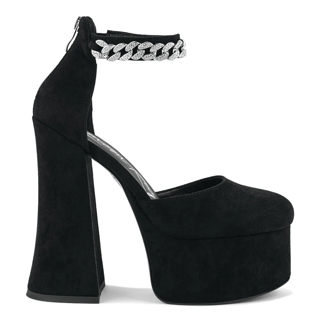 Block Platform Sandal with Metal Chain