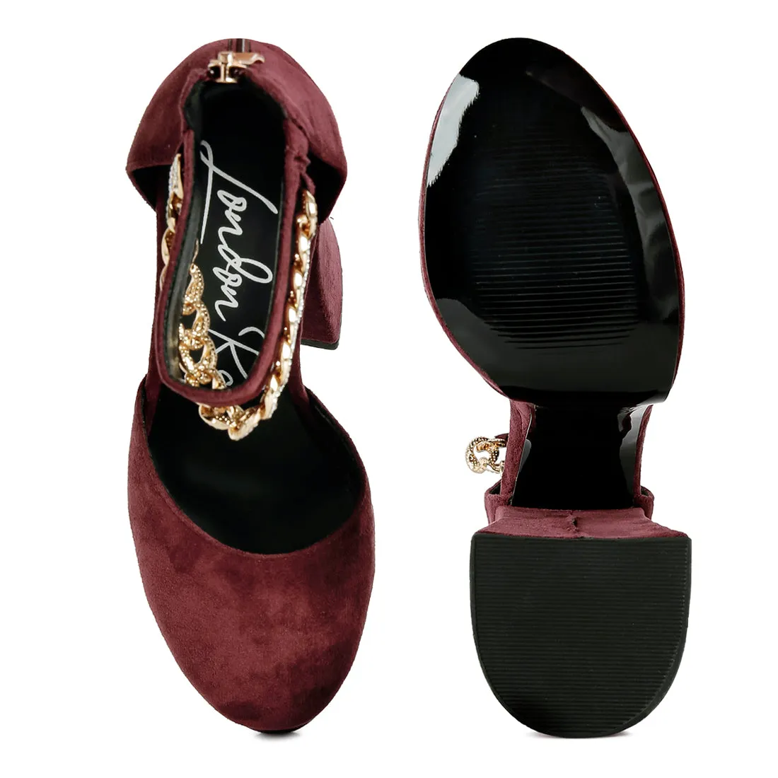 Block Platform Sandal with Metal Chain
