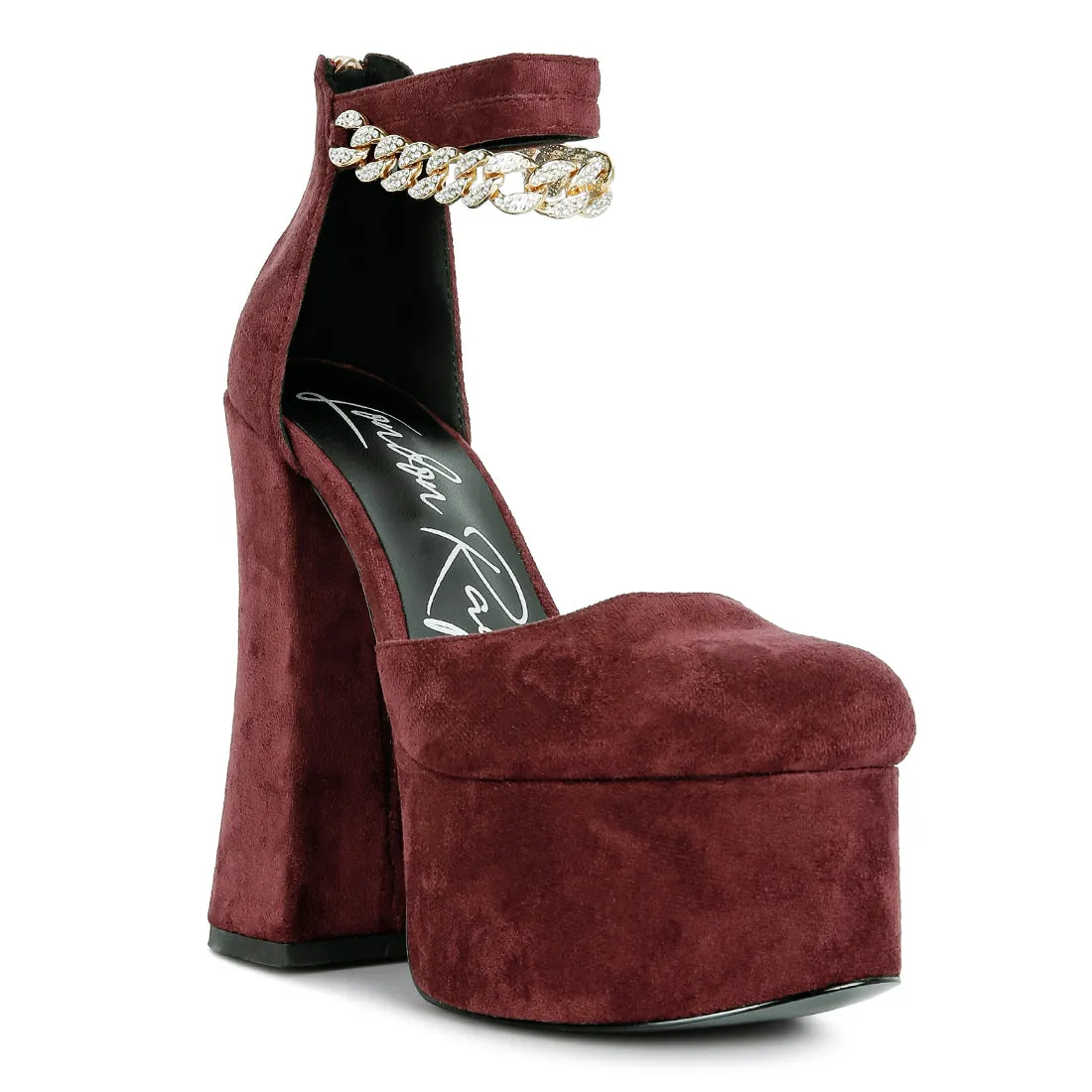 Block Platform Sandal with Metal Chain