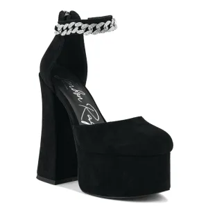 Block Platform Sandal with Metal Chain