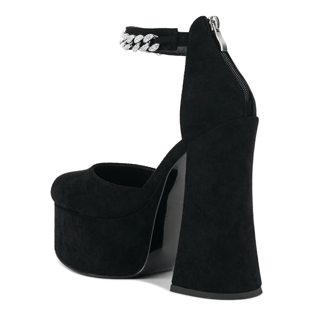 Block Platform Sandal with Metal Chain