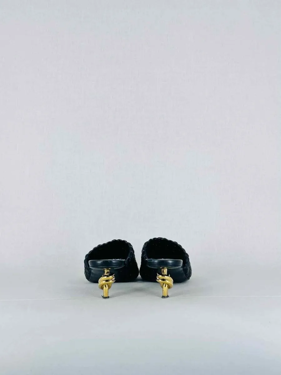 BOTTEGA VENETA Knot Black Intreccio Mules 39