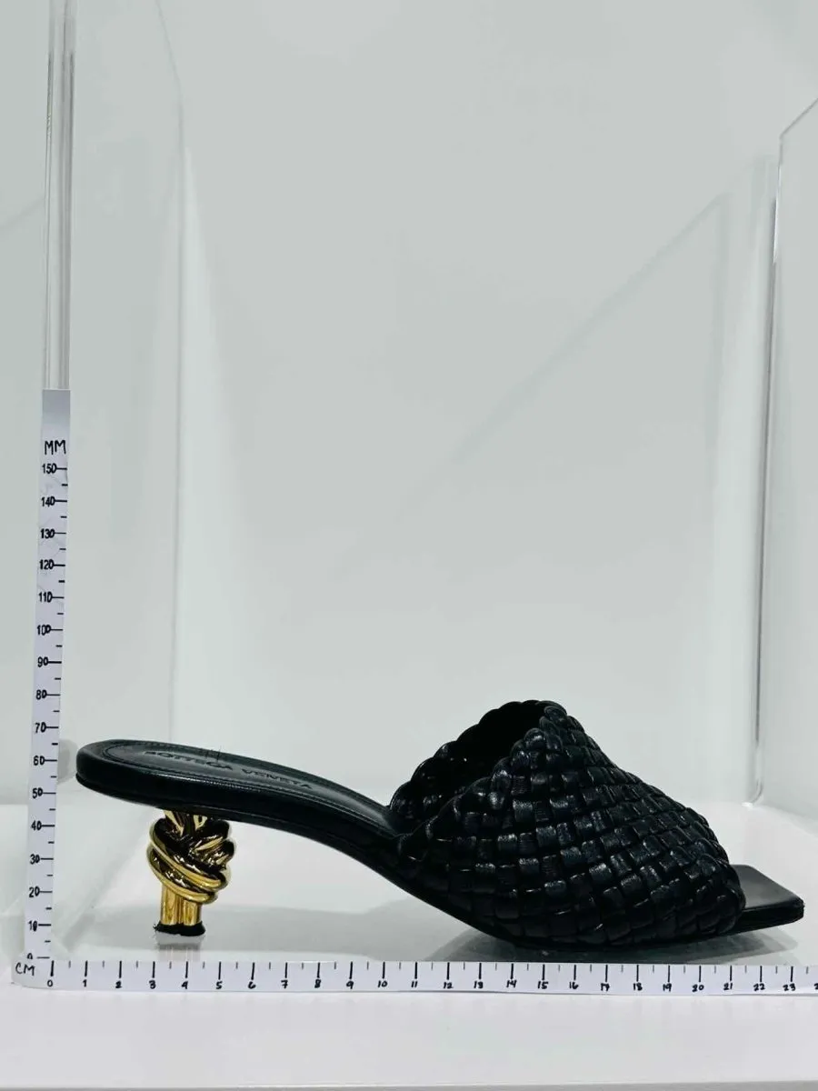 BOTTEGA VENETA Knot Black Intreccio Mules 39