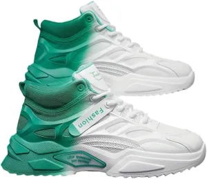 Breathable High Top Men's Lace-up Sneakers with Gradient Design