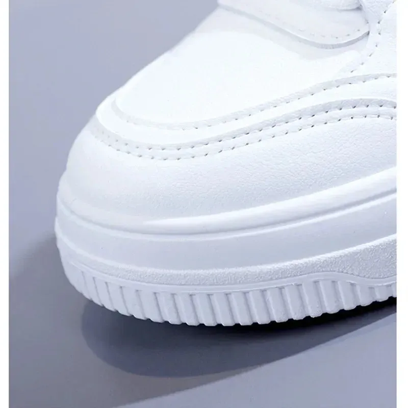 Breathable Leather Lace-Up Platform Sneakers for Women