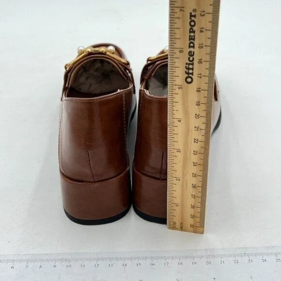 Brown Women's Loafers Leather Penny Loafers Comfortable Low Heel Dressy Shoes